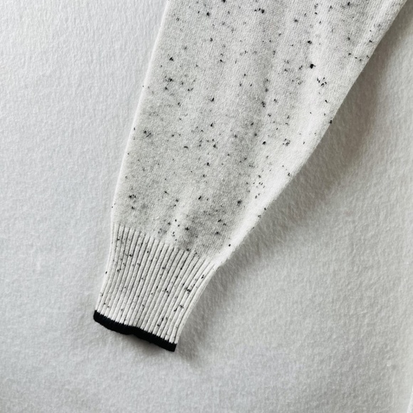 Peyton Primrose Women's Small Duster Sweater Pockets White w Black Flecks - Picture 3 of 10